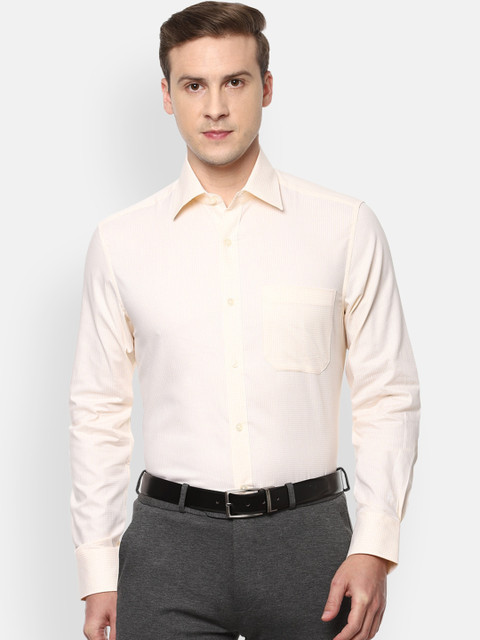 

Louis Philippe Men Yellow Self-Checked Opaque Pure Cotton Formal Shirt