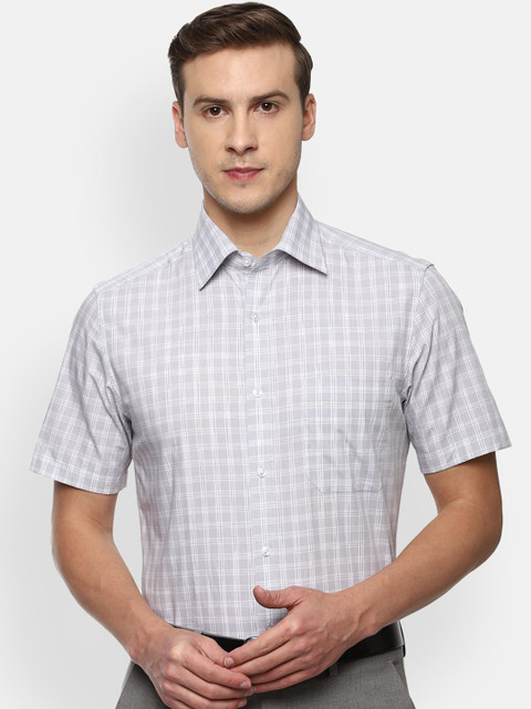 

Louis Philippe Men Grey Opaque Checked Formal Shirt