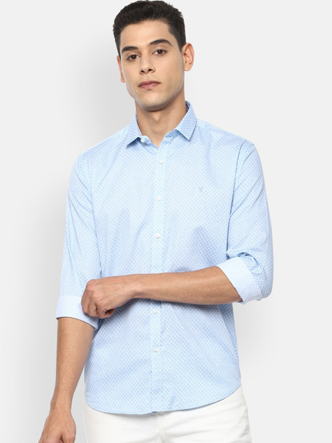 

V Dot Men Blue Slim Fit Opaque Printed Casual Shirt