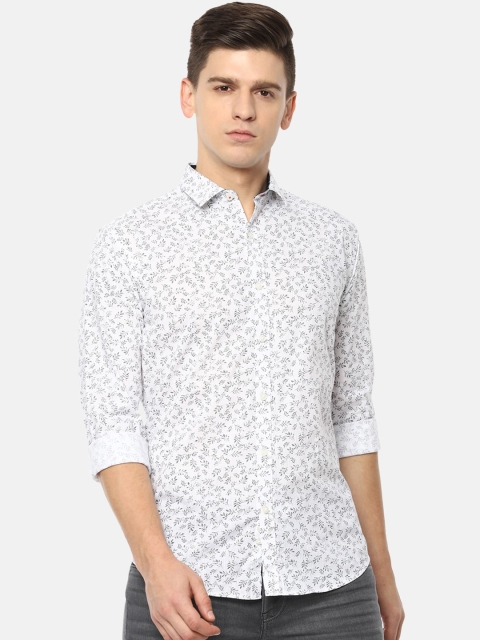 

V Dot Men White Slim Fit Floral Opaque Printed Casual Shirt