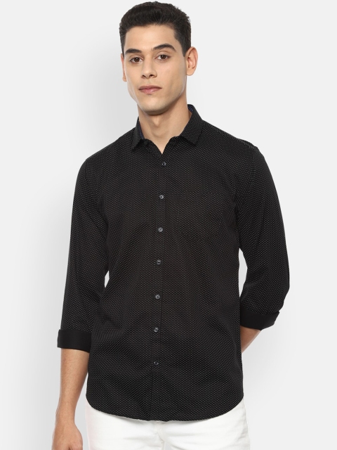 

V Dot Men Black Slim Fit Opaque Casual Shirt