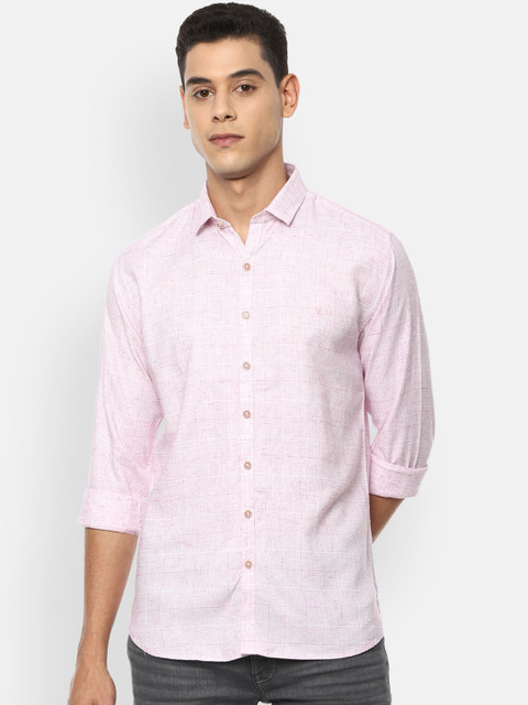 

V Dot Men Pink Slim Fit Opaque Printed Casual Shirt