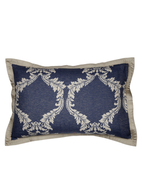 

MASPAR Navy & Beige Embroidered 20" x 30" Rectangular Pillow Sham, Navy blue
