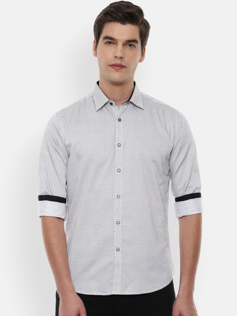 

V Dot Men Grey Slim Fit Opaque Printed Casual Shirt