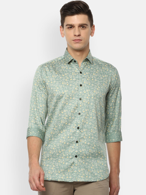 

V Dot Men Green Slim Fit Floral Opaque Printed Casual Shirt