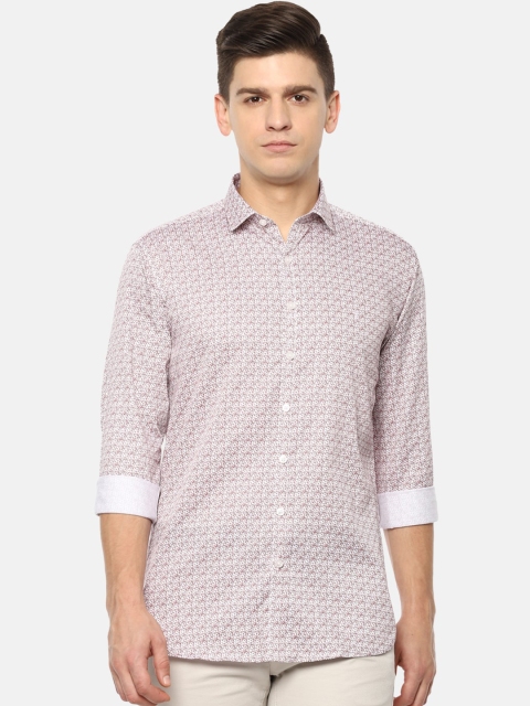

V Dot Men Maroon Slim Fit Opaque Printed Pure Cotton Casual Shirt