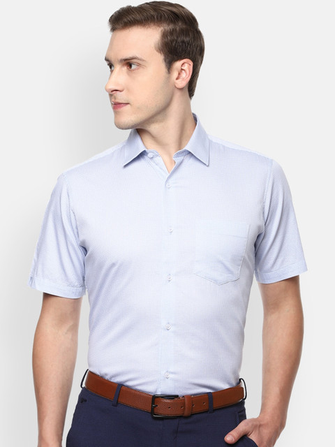 

Van Heusen Men Blue Printed Regular Fit Formal Cotton Shirt