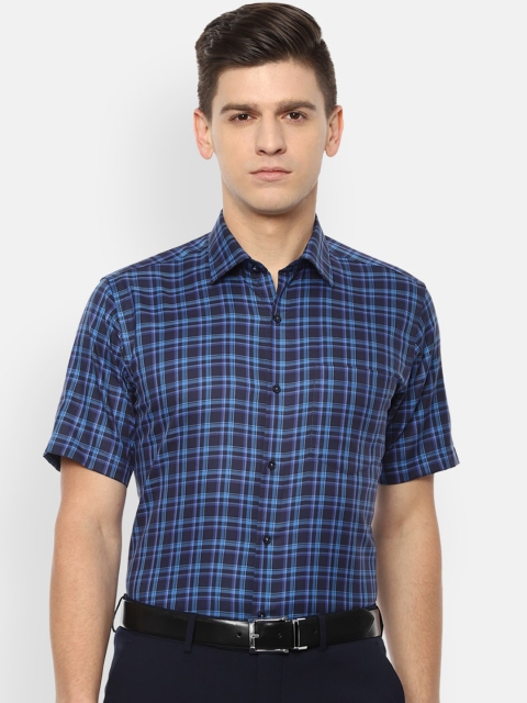 

Van Heusen Men Blue Opaque Checked Formal Shirt