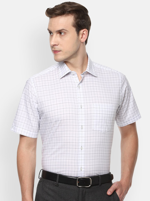 

Van Heusen Men White Opaque Checked Pure Cotton Formal Shirt