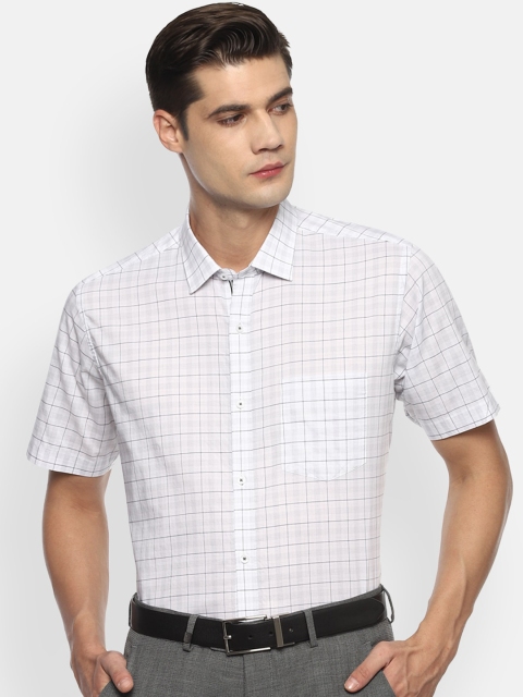 

Van Heusen Men White Opaque Checked Formal Shirt