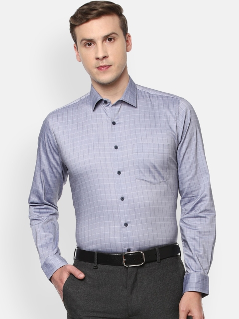 

Van Heusen Men Grey Slim Fit Grid Tattersall Checks Opaque Checked Formal Shirt