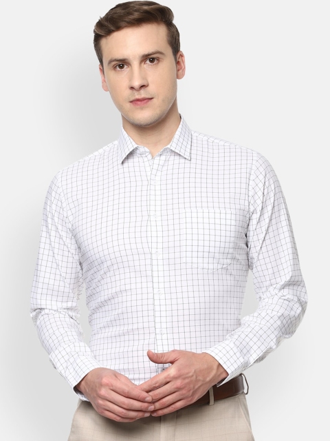 

Van Heusen Men White Slim Fit Grid Tattersall Checks Opaque Checked Formal Shirt