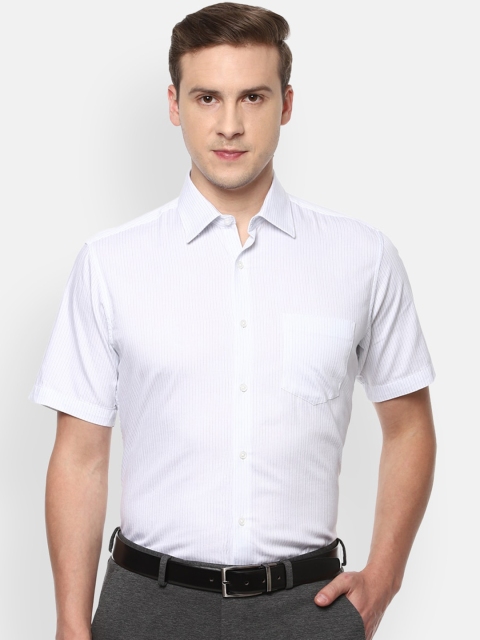 

Van Heusen Men White Opaque Striped Formal Shirt