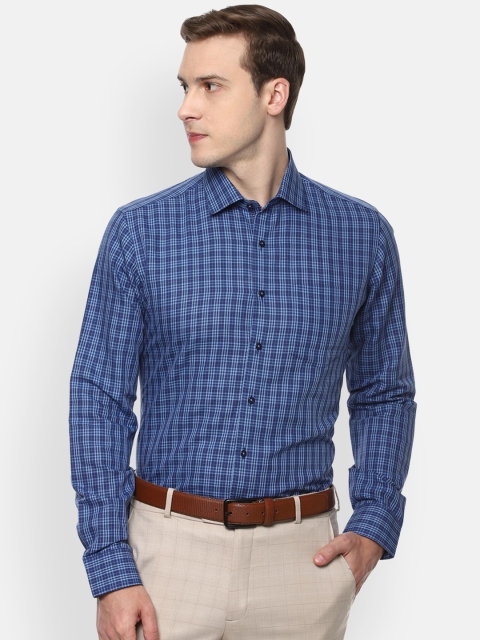 

Van Heusen Men Blue Slim Fit Opaque Checked Formal Shirt