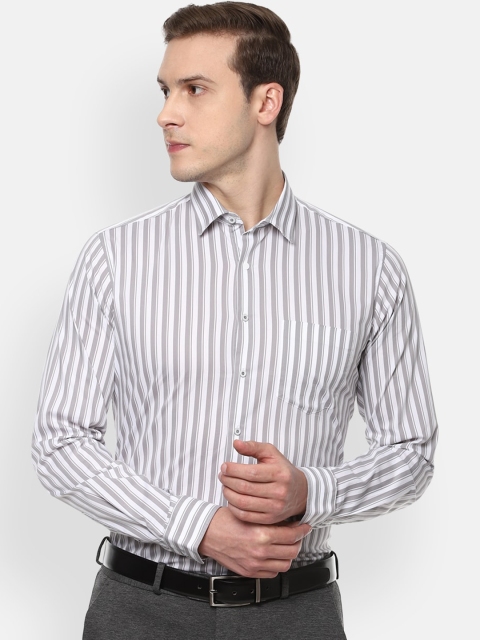 

Van Heusen Men Grey Slim Fit Opaque Striped Formal Shirt