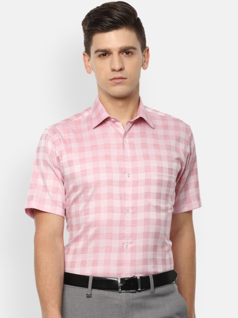 

Van Heusen Men Pink Opaque Checked Pure Cotton Formal Shirt