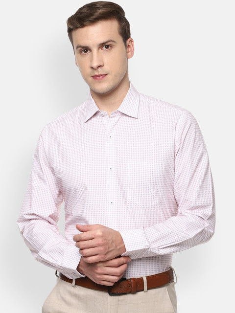 

Van Heusen Men Pink Micro Checks Opaque Checked Pure Cotton Formal Shirt