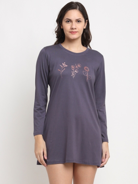 

Kanvin Purple Printed T-Shirt Nightdress