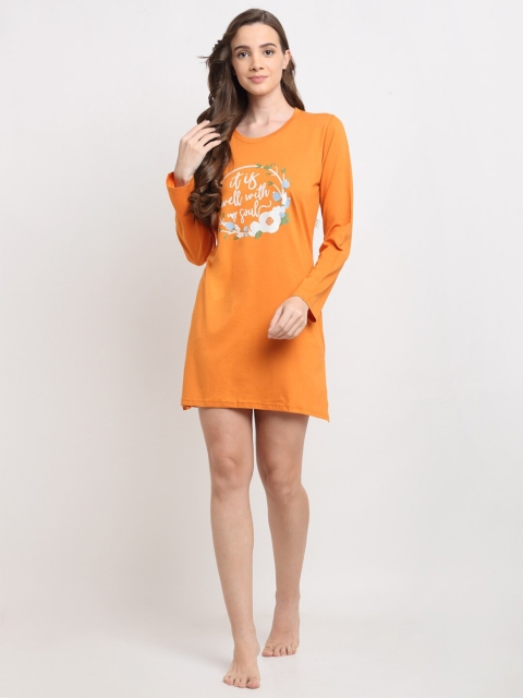 

Kanvin Women Orange Printed Nightdress