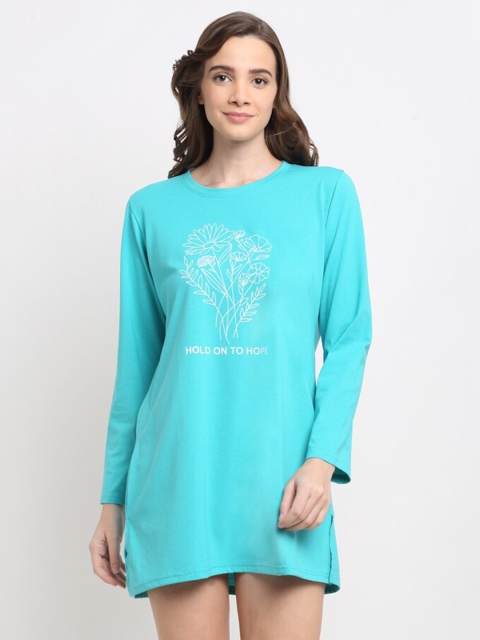 

Kanvin Turquoise Blue Printed Nightdress