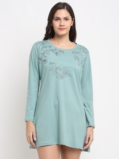 

Kanvin Blue Printed T-shirt Nightdress