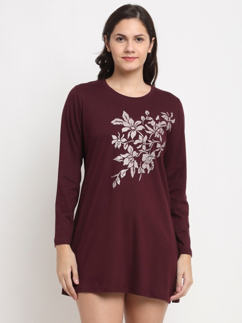 

Kanvin Brown Printed Nightdress