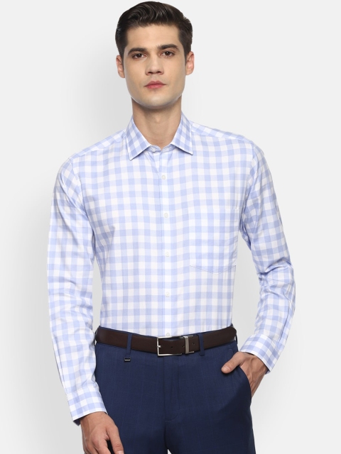 

Van Heusen Men Blue Gingham Checks Opaque Checked Formal Shirt