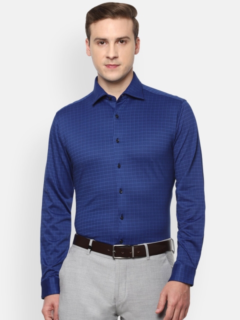 

Van Heusen Men Blue Slim Fit Opaque Checked Formal Shirt