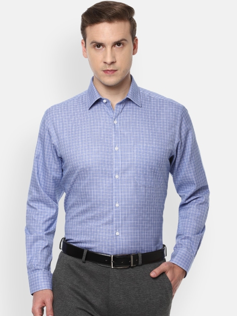 

Van Heusen Men Blue Micro Checks Opaque Checked Formal Shirt