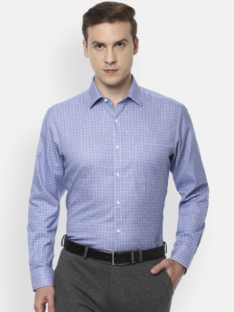 

Van Heusen Men Blue Opaque Checked Formal Shirt