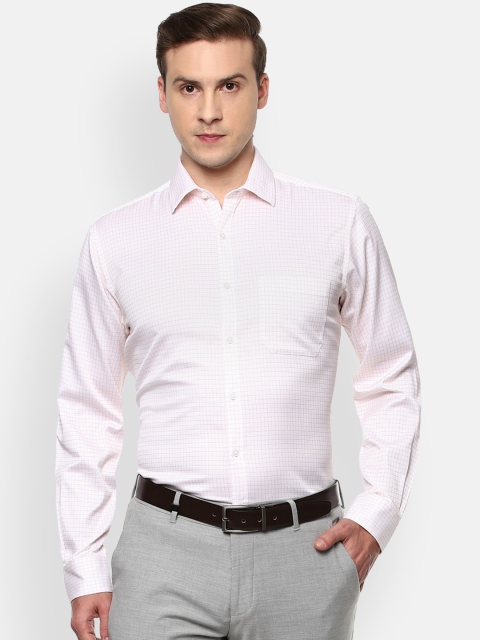 

Van Heusen Men White & Yellow Opaque Checked Pure Cotton Formal Shirt
