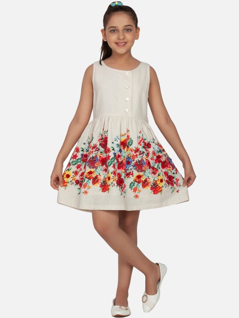 

BLANC9 Red & Beige Floral Printed Fit & Flare Dress