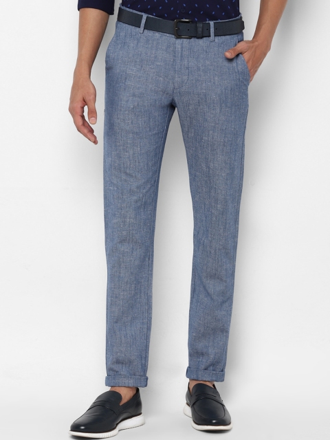 

Allen Solly Men Blue Textured Slim Fit Trousers