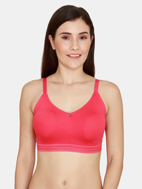 

Zivame Coral Pink Minimizer Bra Double Layered Non-Wired Full Coverage