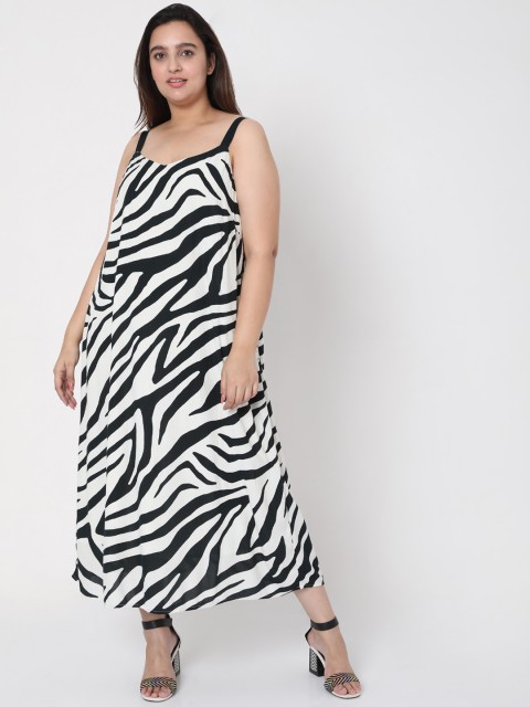 

Vero Moda White & Black Abstract Printed Maxi Dress