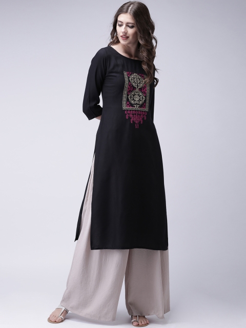 

Moda Rapido Women Black Solid A-Line Kurta