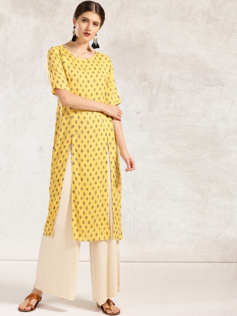 

Anouk Women Yellow Printed A-Line Kurta