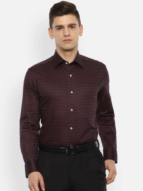 

Louis Philippe Men Maroon Opaque Printed Pure Cotton Formal Shirt