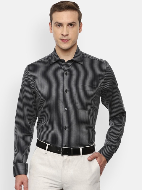 

Louis Philippe Men Grey Opaque Striped Formal Shirt