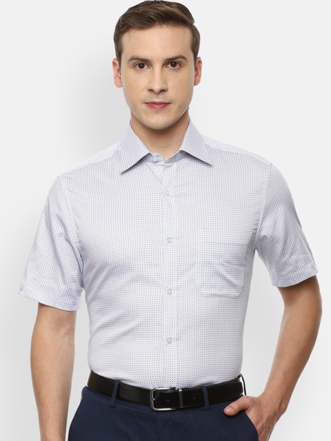 

Louis Philippe Men Blue Opaque Printed Pure Cotton Formal Shirt