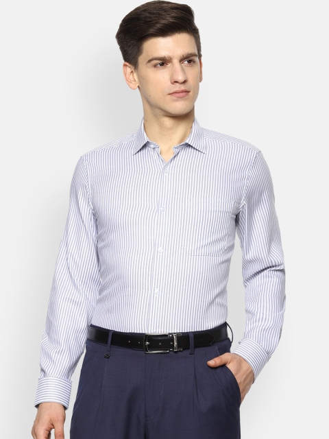 

Louis Philippe Men Blue Slim Fit Opaque Striped Formal Shirt