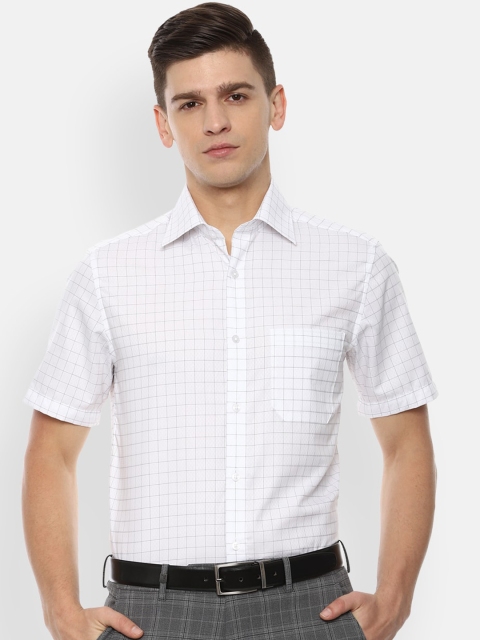 

Louis Philippe Men White Grid Tattersall Checks Opaque Checked Formal Shirt