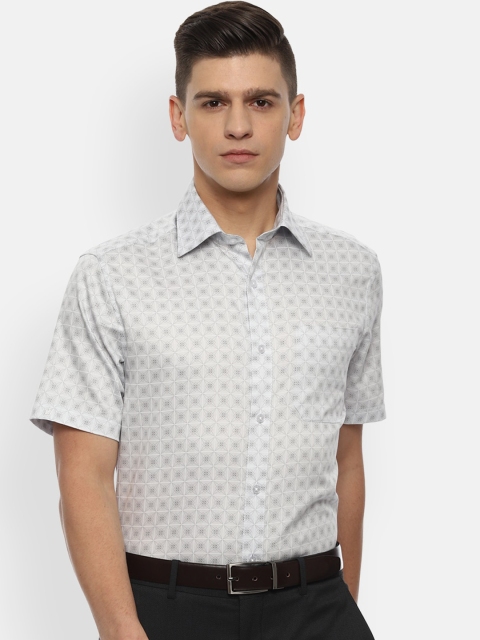 

Louis Philippe Men Grey Opaque Printed Pure Cotton Formal Shirt