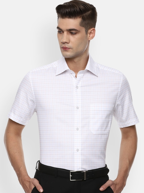 

Louis Philippe Men White Grid Tattersall Checks Opaque Checked Formal Shirt