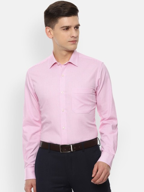 

Louis Philippe Men Pink Slim Fit Micro Checks Opaque Checked Formal Shirt