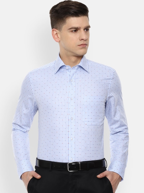 

Louis Philippe Men Blue Opaque Checked Formal Shirt