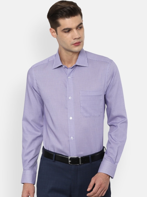 

Louis Philippe Men Purple Opaque Checked Pure Cotton Formal Shirt