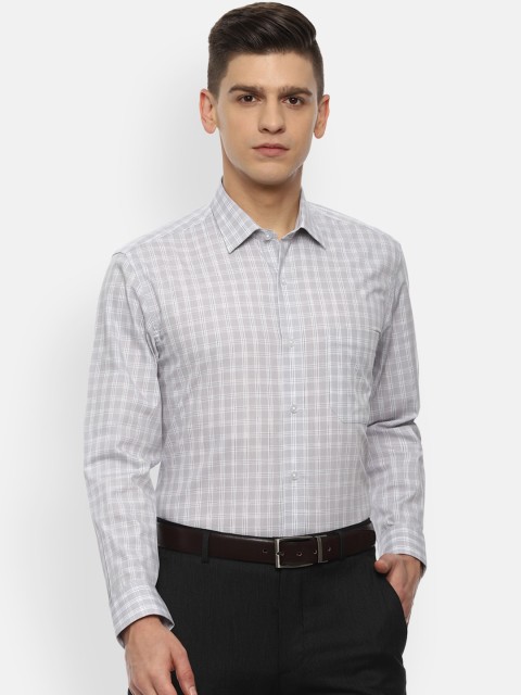 

Louis Philippe Men Grey Slim Fit Opaque Checked Formal Shirt