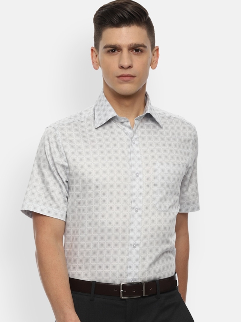 

Louis Philippe Men Grey Opaque Printed Pure Cotton Formal Shirt