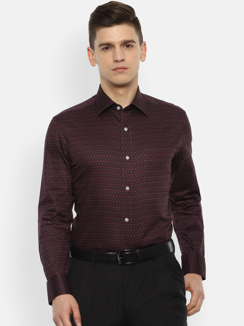 

Louis Philippe Men Maroon Opaque Printed Pure Cotton Formal Shirt